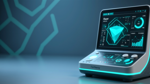 Interface mockup of future medical application showing diagnostic tools and patient data visualization, professional healthcare software design with blue accent elements